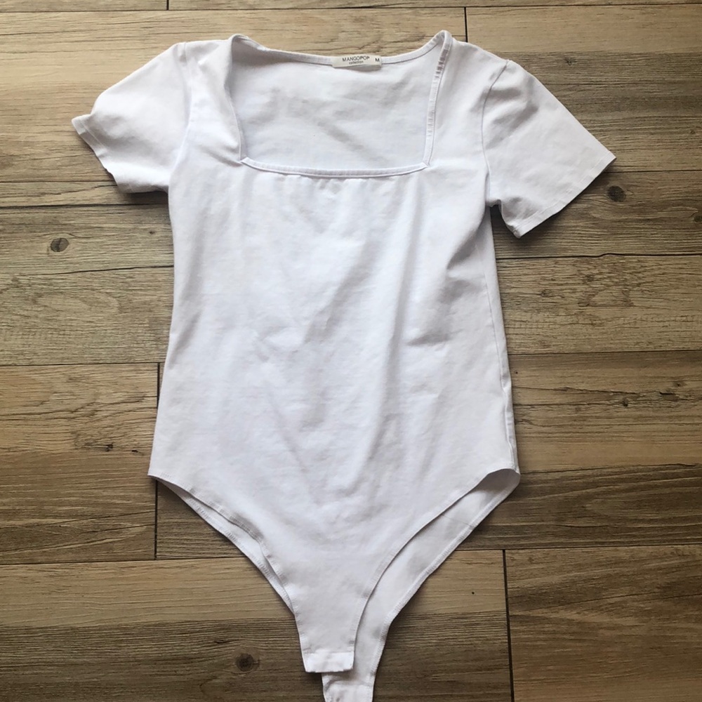 Mangopop Square Neck White Bodysuit